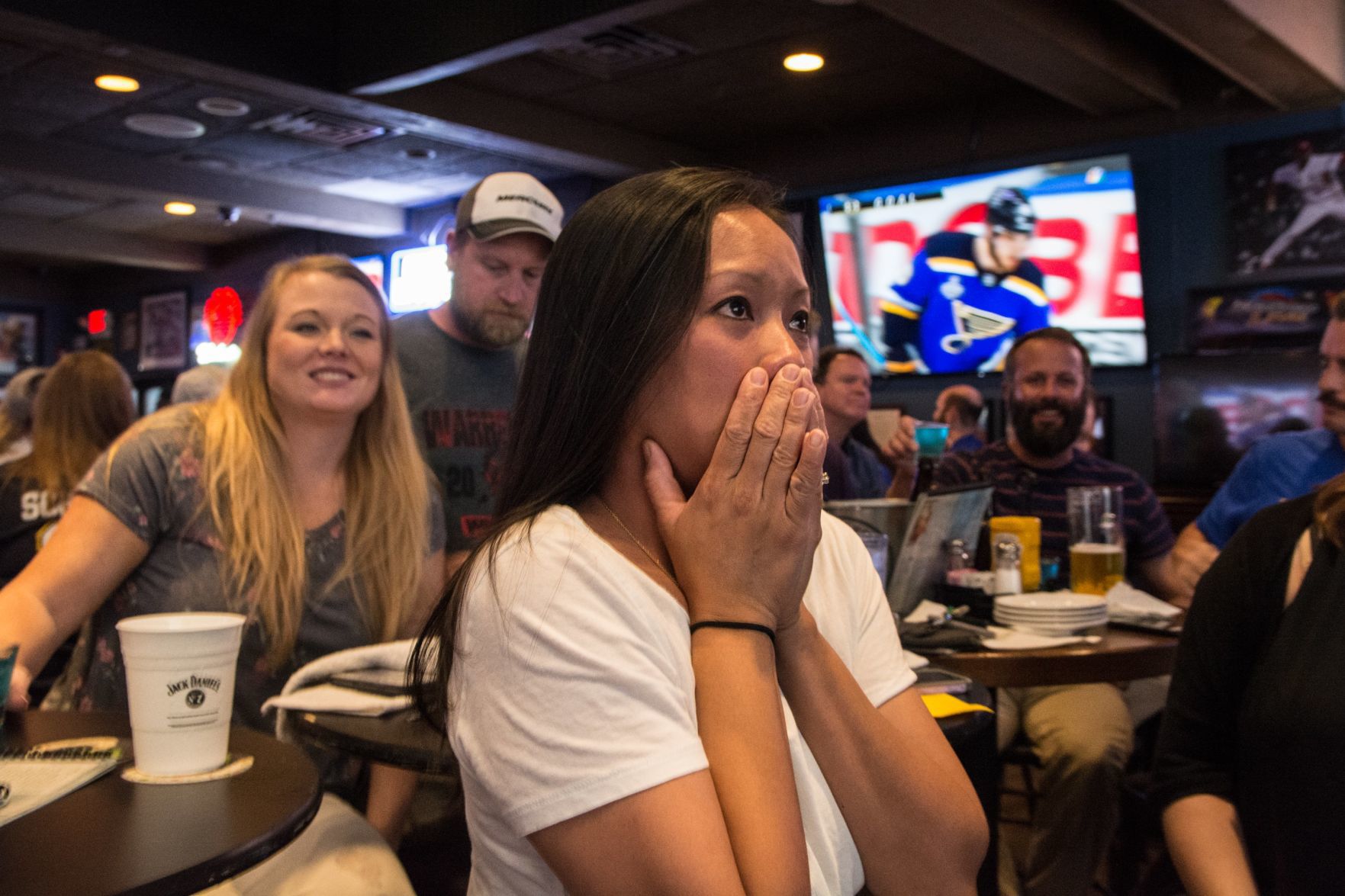 Blues Fans at Syberg's on Dorsett during Stanley Cup Final Game